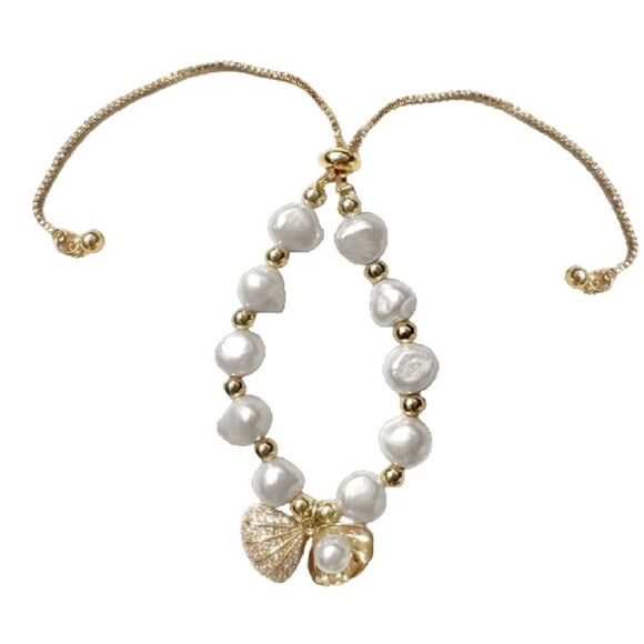 💥🆕💥 Faux Pearl Shell Slider Bracelet - Picture 1 of 5